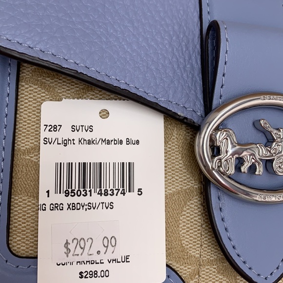 COACH Georgie Crossbody In Signature Canvas LIGHT KHAKI/MARBLE BLUE - Picture 13 of 14